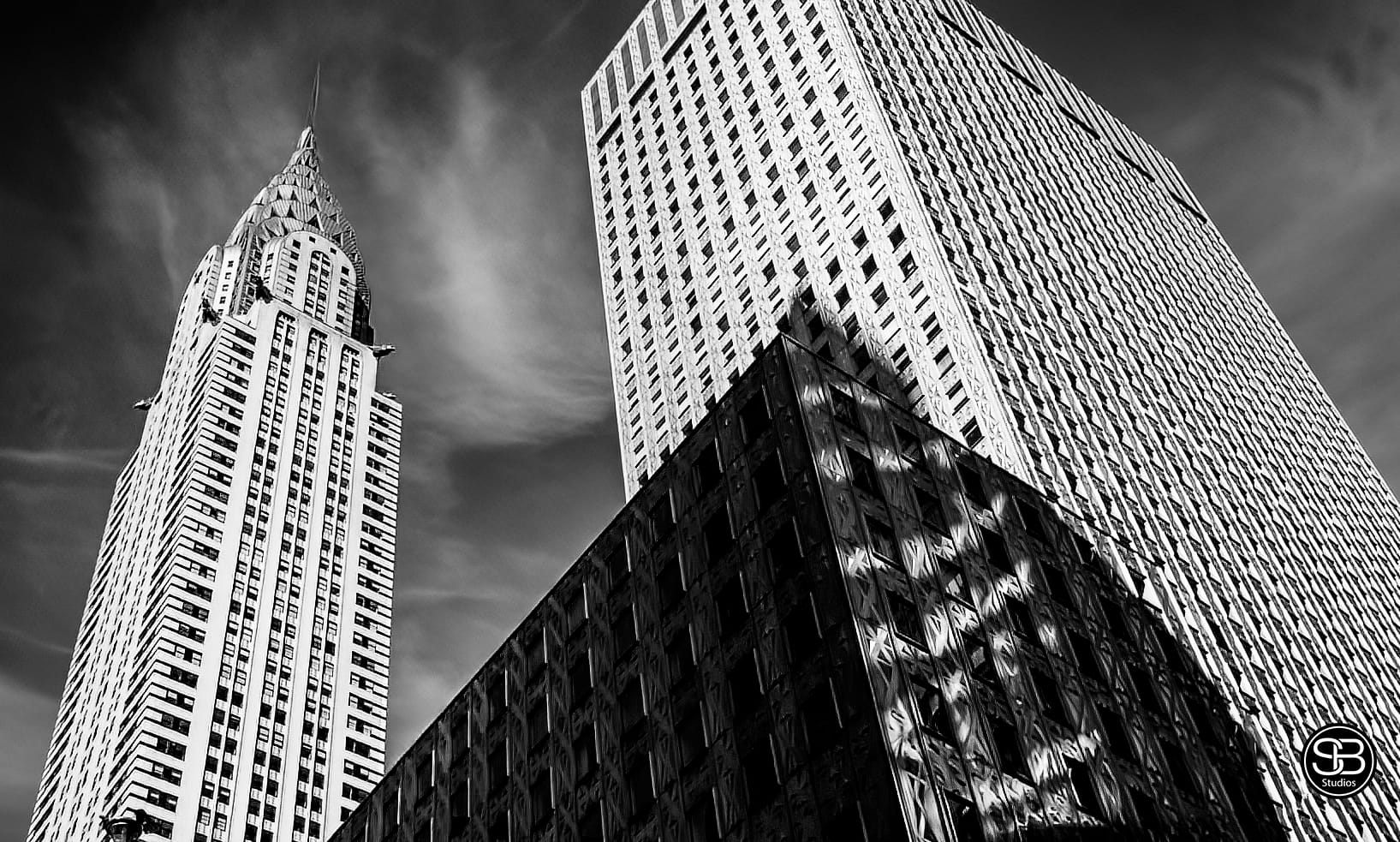 Captivating interplay of shadows and light Iconic Chrysler Building, situated in Midtown Manhattan East, NYC Christmas 2023