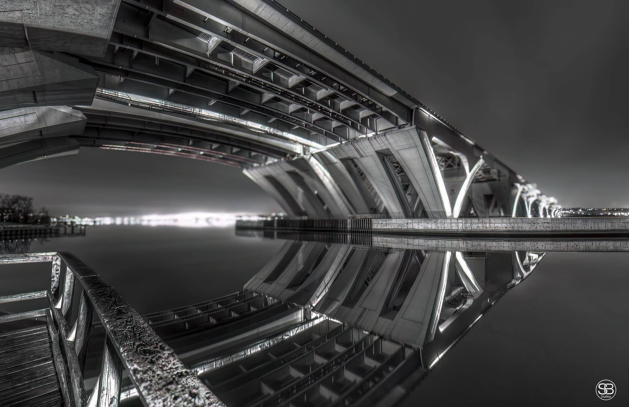 Echoes of Light — The Woodrow Wilson Bridge in Shadows and Reflections by SB Studios 2024